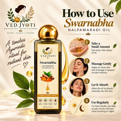 Vedjyoti Swarnabha Nalpamaradi Skin Oil — Traditional Ayurvedic Skin Oil for Everyday Skin Care | Tan Removal Oil